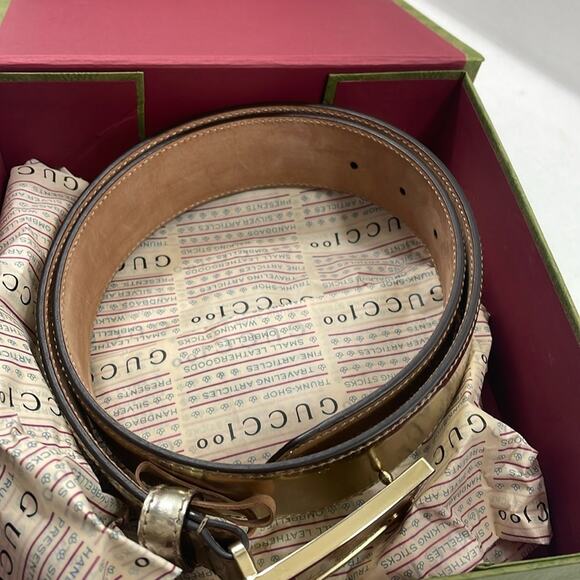 Authentic GUCCI brushed gold leather belt with box and COA size 80/32 - Picture 8 of 10
